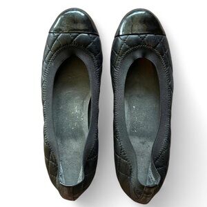 Stuart Weitzman Black Quilted Leather Ballet Flats